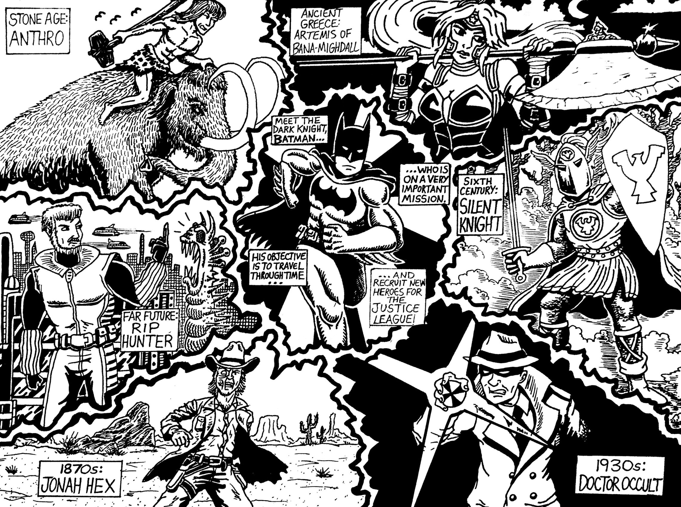 Batman Time Travel Black and white version