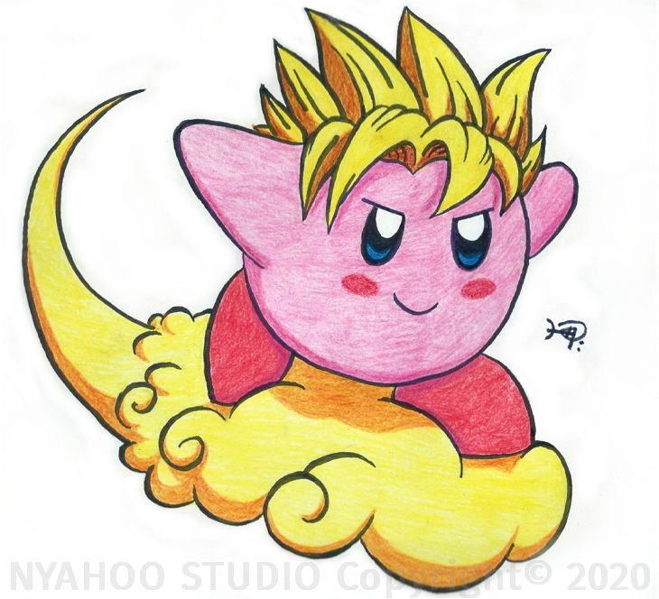 Kirby Riding on a Nimbus